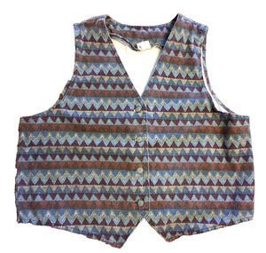 VINTAGE VIVALDI JEANSWEAR Women's VEST Southwest Aztec Geometric XL